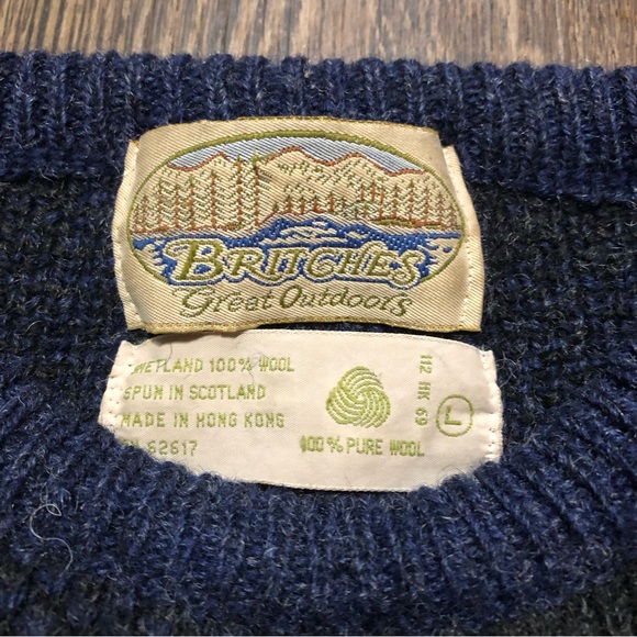 Vintage Britches Blue & Black Buffalo Plaid Wool Sweater - Picture 8 of 12